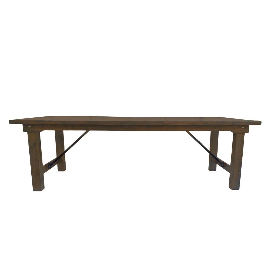 Chivari Fruitwood 96" x 40" (8 Foot) Rectangle Straight Leg Wood Farm Table TFRMPLRT9640-FTW-ST-AX