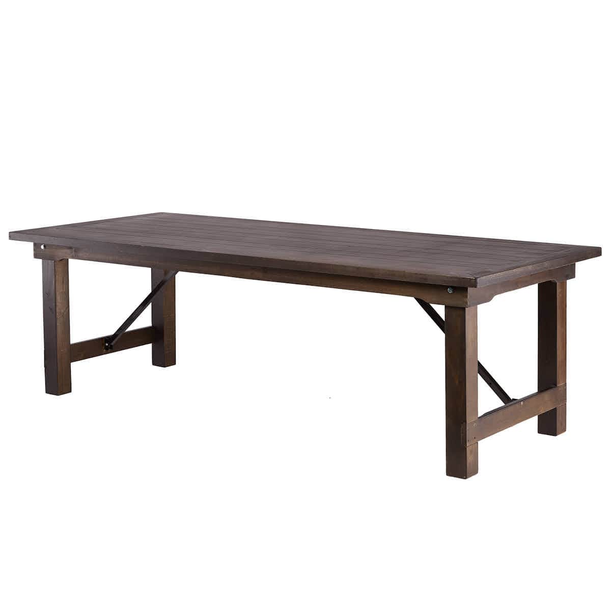 Chivari Fruitwood 96" x 40" (8 Foot) Rectangle Straight Leg Wood Farm Table TFRMPLRT9640-FTW-ST-AX