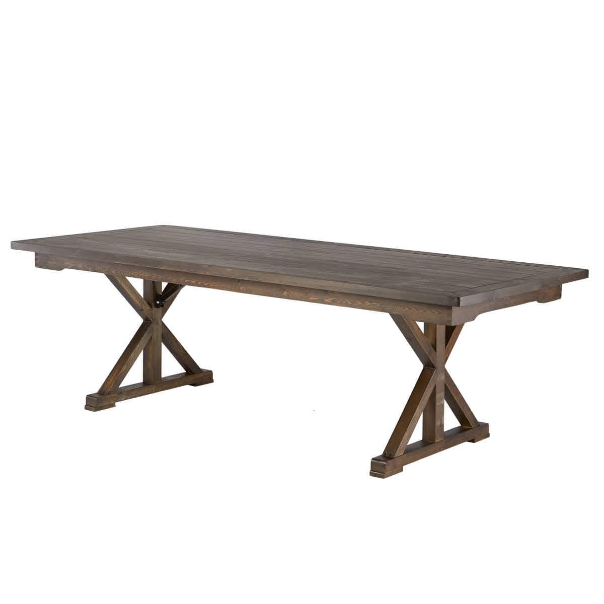 Chivari Fruitwood 96" x 40" (8 Foot) Rectangle X Leg Wood Farm Table TFRMPLRT9640-FTW-XL-AX