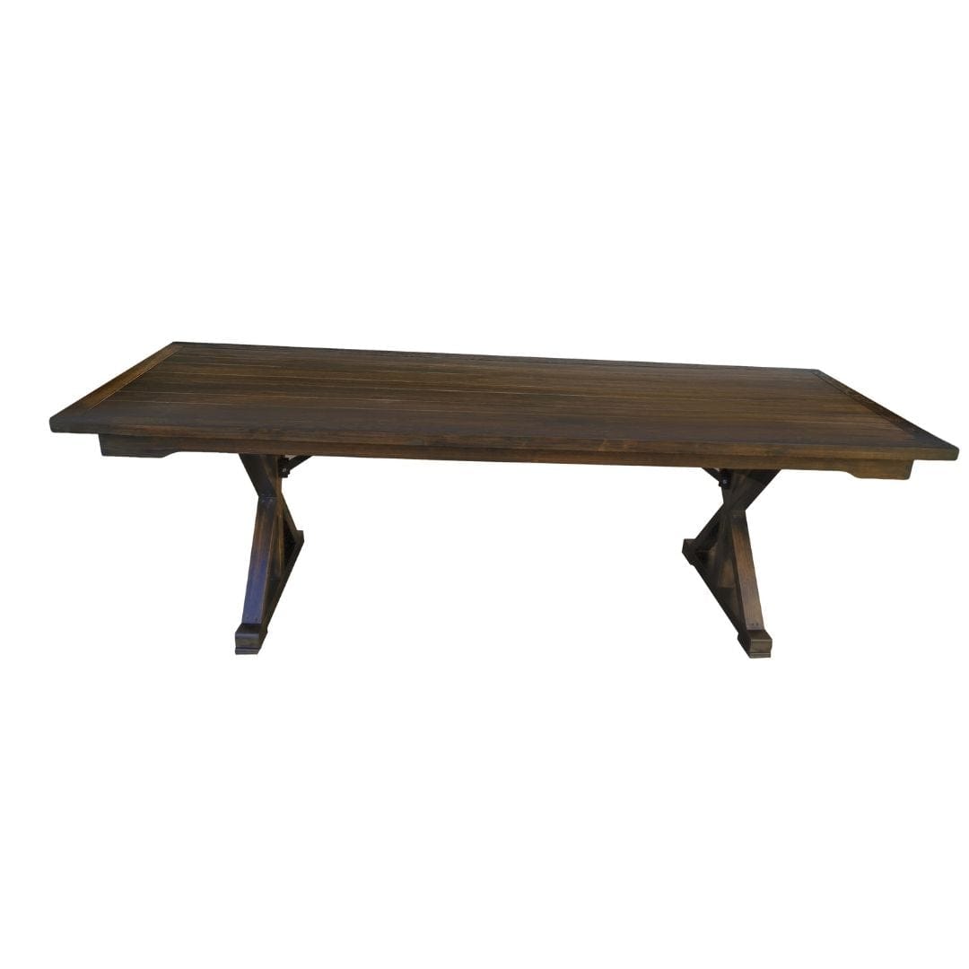 Chivari Fruitwood 96" x 40" (8 Foot) Rectangle X Leg Wood Farm Table TFRMPLRT9640-FTW-XL-AX
