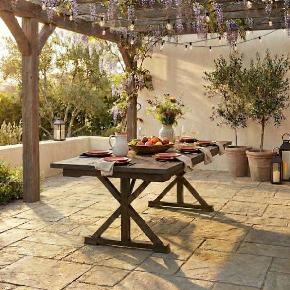 Chivari 96" x 40" (8 Foot) Fruitwood Rectangle X Leg Wood Farm Table TFRMPLRT9640-FTW-XL-AX
