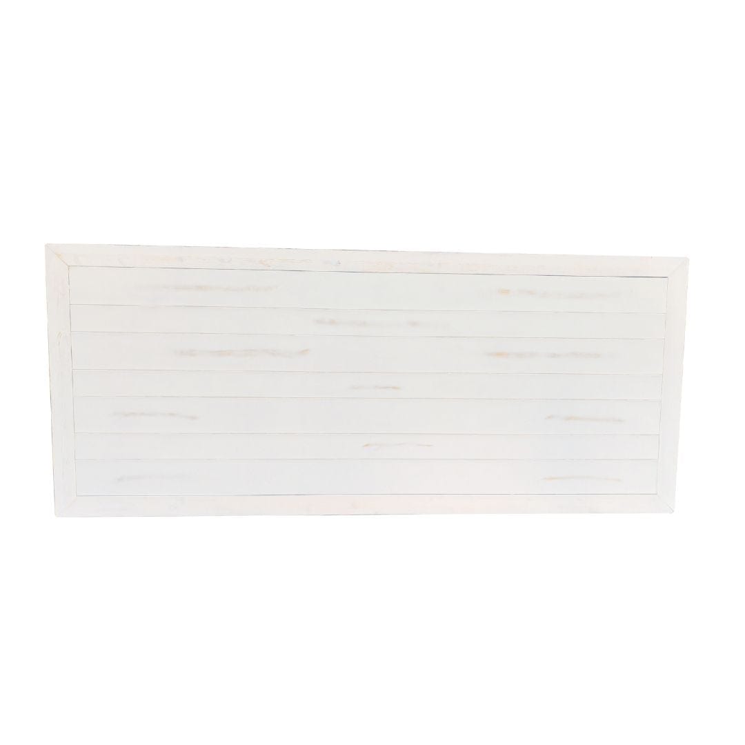 Chivari White Distressed 96" x 40" (8 Foot) Rectangle Thin Fluted Leg Wood Farm Table TFRMPLRT9640-WHD-FL-AX