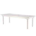 96" x 40" (8 Foot) White Distressed Rectangle Thin Fluted Leg Wood Farm Table