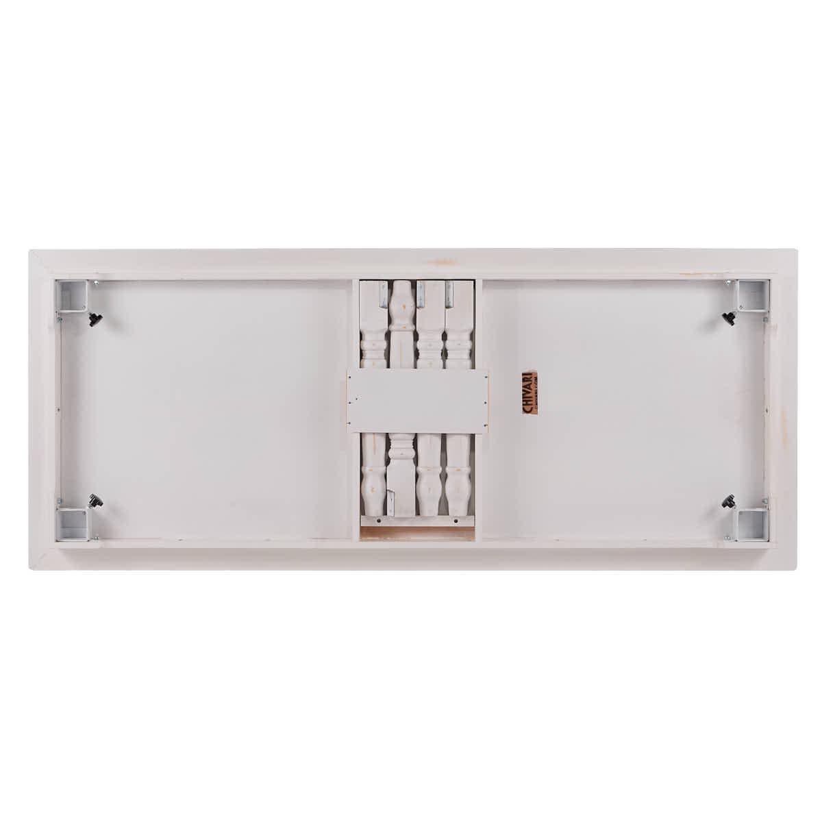 Chivari White Distressed 96" x 40" (8 Foot) Rectangle Thin Fluted Leg Wood Farm Table TFRMPLRT9640-WHD-FL-AX