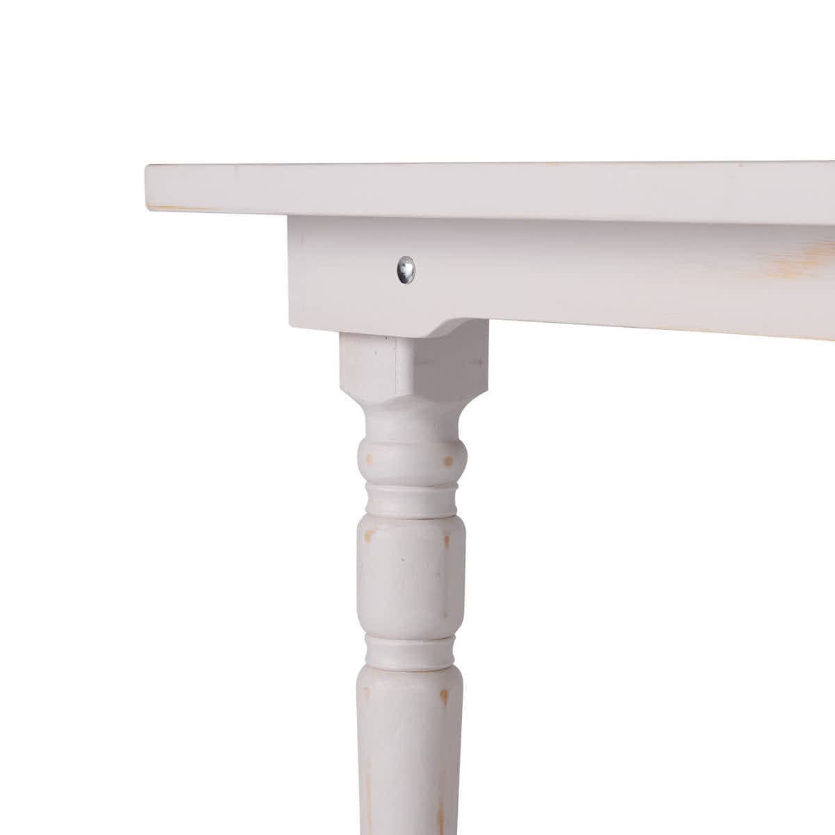 Chivari White Distressed 96" x 40" (8 Foot) Rectangle Thin Fluted Leg Wood Farm Table TFRMPLRT9640-WHD-FL-AX