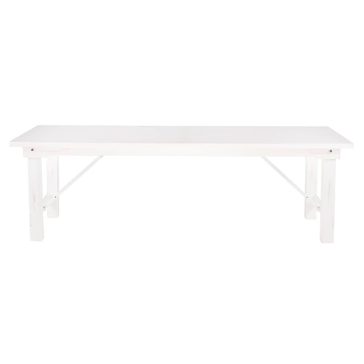Chivari White Distressed 96" x 40" (8 Foot) Rectangle Straight Leg Wood Farm Table TFRMPLRT9640-WHD-ST-AX