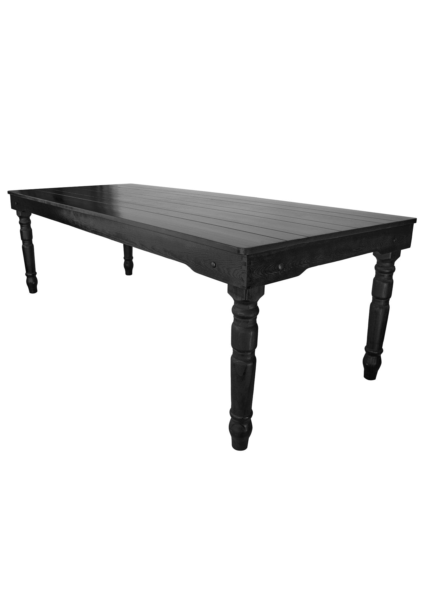 Chivari 96″ x 40″ (8 Foot) Black Rectangle Fluted Leg Wood Farm Table TFARMRT9640-BLACK-T-LEG-AX-T