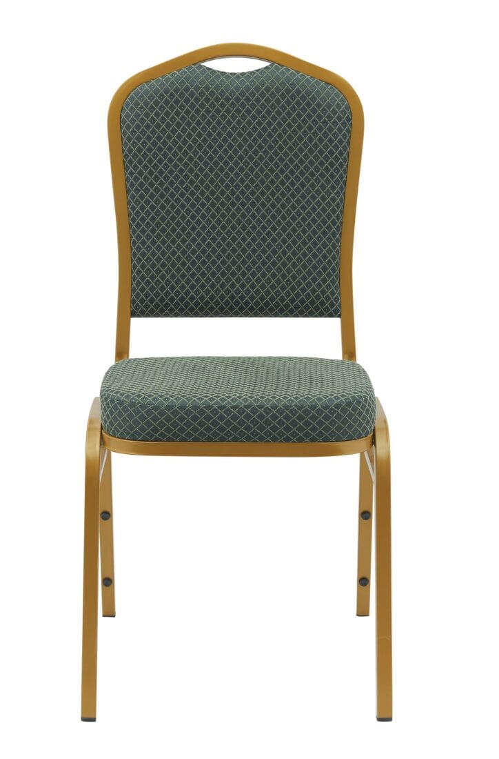 Chivari Green Fabric Pattern  Gold Frame Crown Back Banquet Chair CQCFGRP-ZF-T