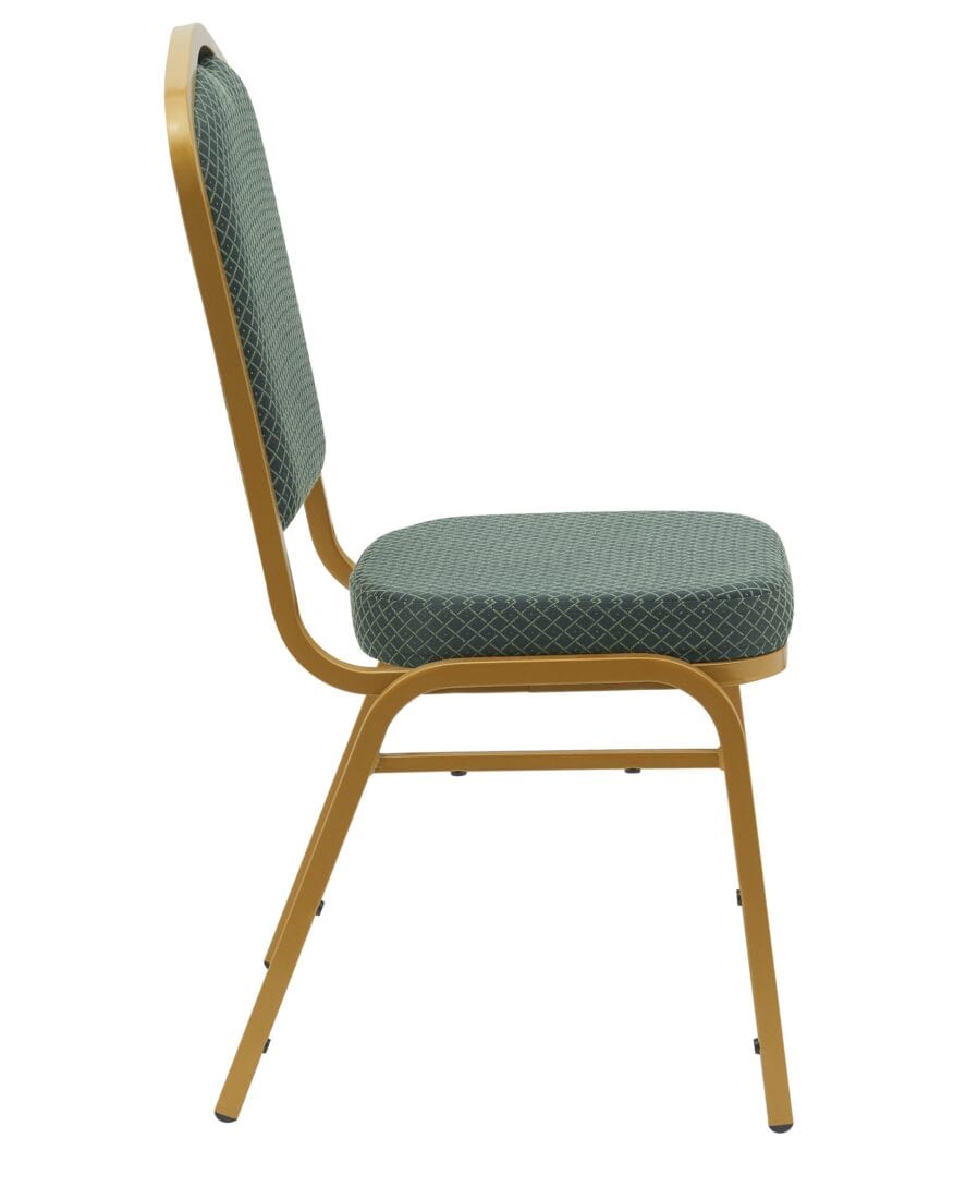 Chivari Green Fabric Pattern  Gold Frame Crown Back Banquet Chair CQCFGRP-ZF-T