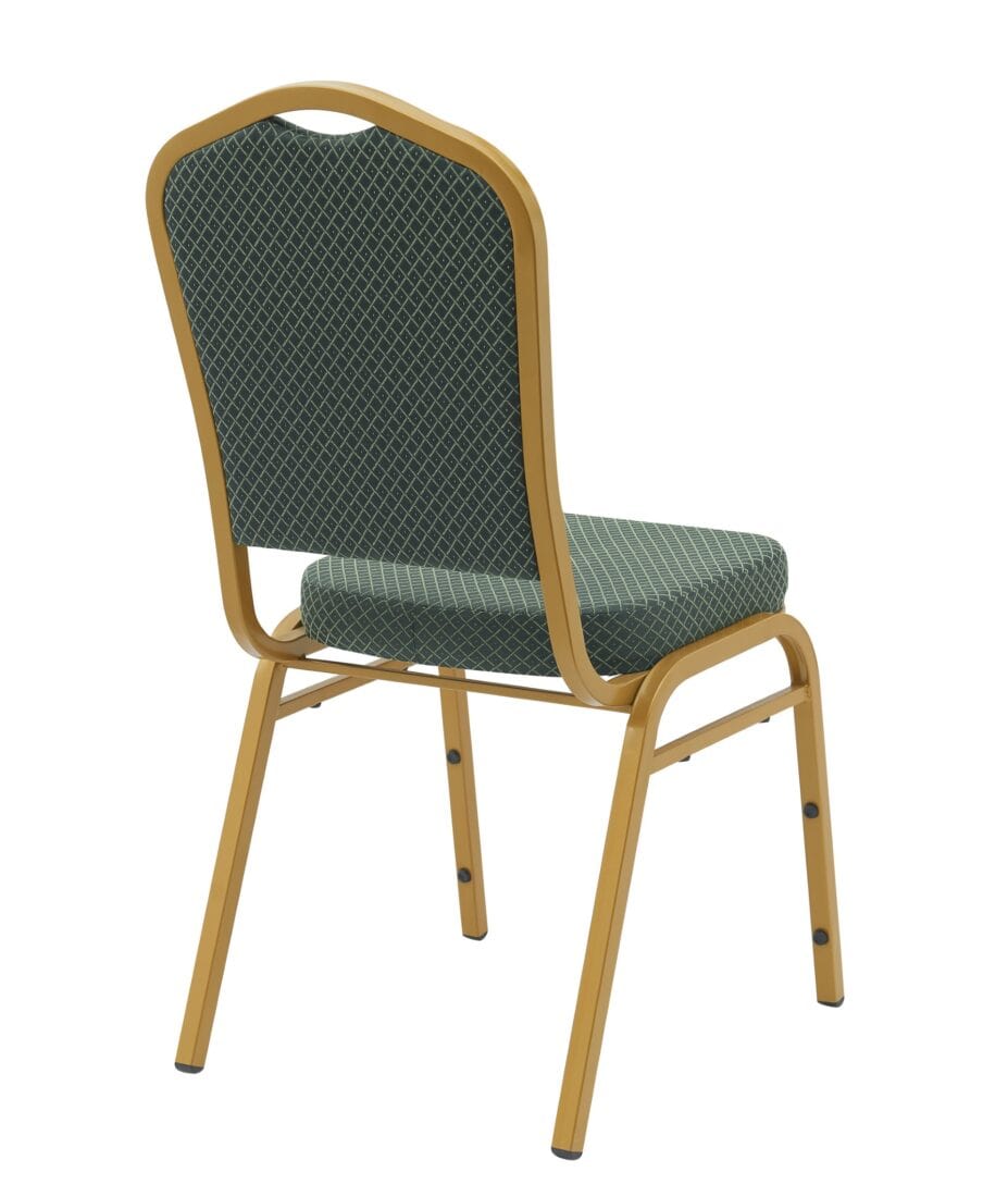 Chivari Green Fabric Pattern  Gold Frame Crown Back Banquet Chair CQCFGRP-ZF-T