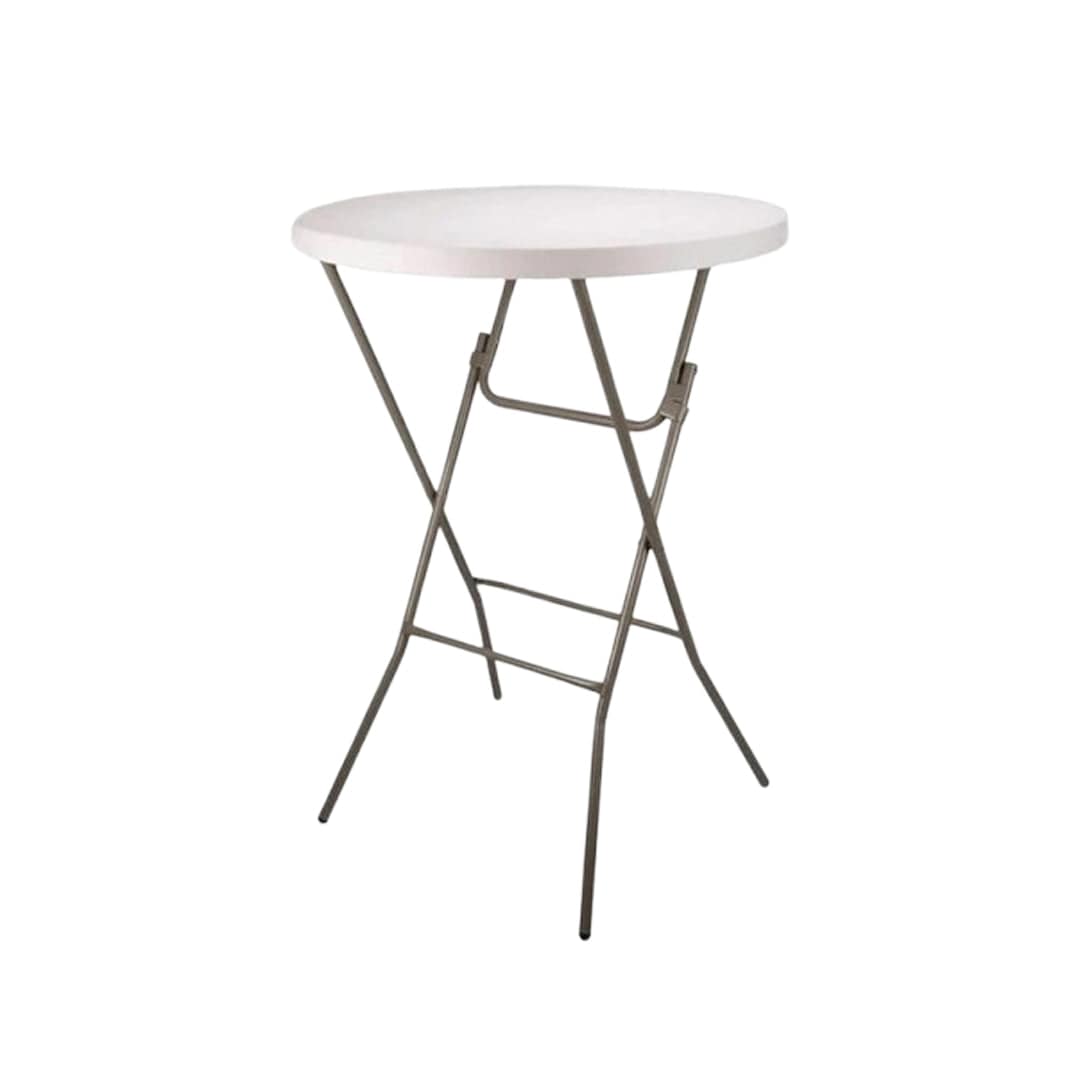Chivari 32" Round White Plastic Cocktail Table TPLSRD32COCKTAIL-LF-T