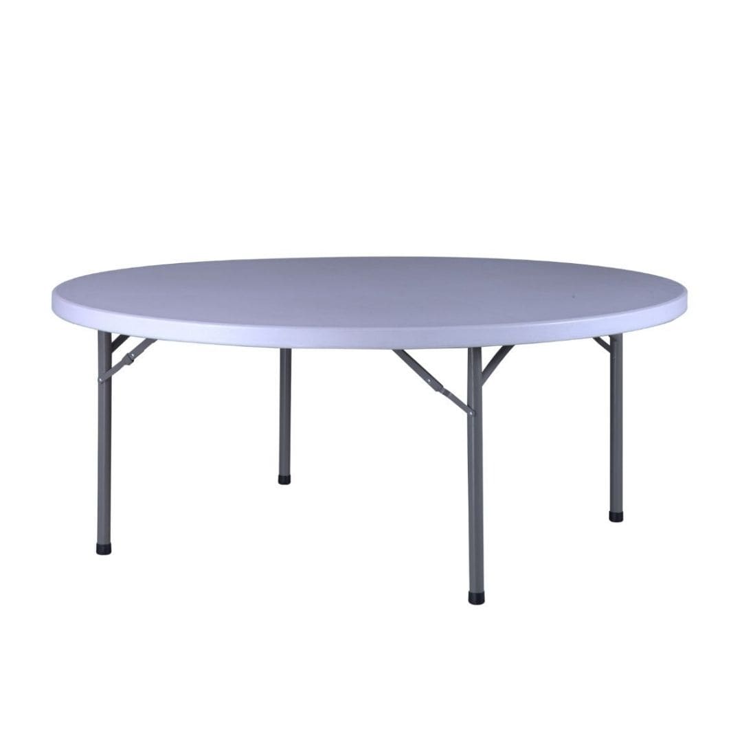 Chivari 72" (6 Foot) White Plastic Round Table Steel Skeleton™ TPLSRD72-LF-T
