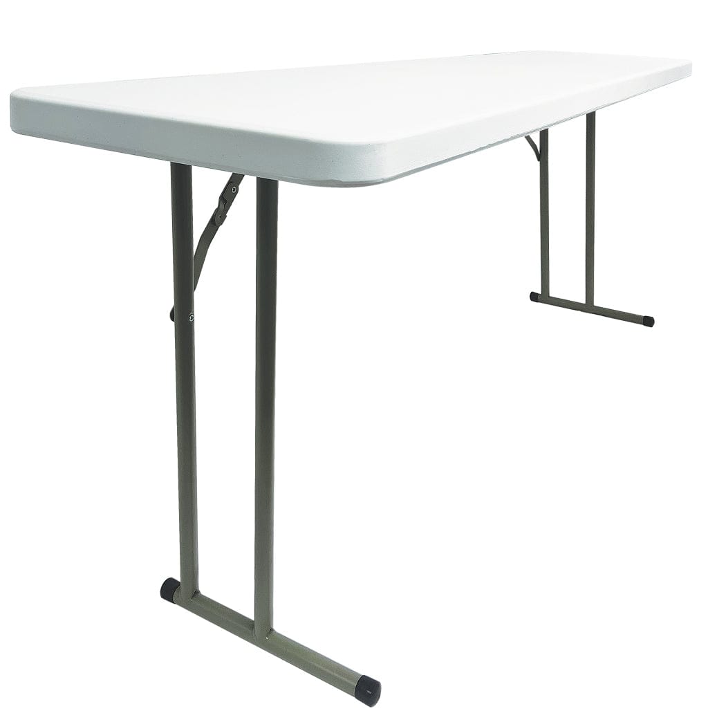 Chivari 96" x 18" (8 Foot) White Rectangle Plastic Table TPLSRT9618-LF-T