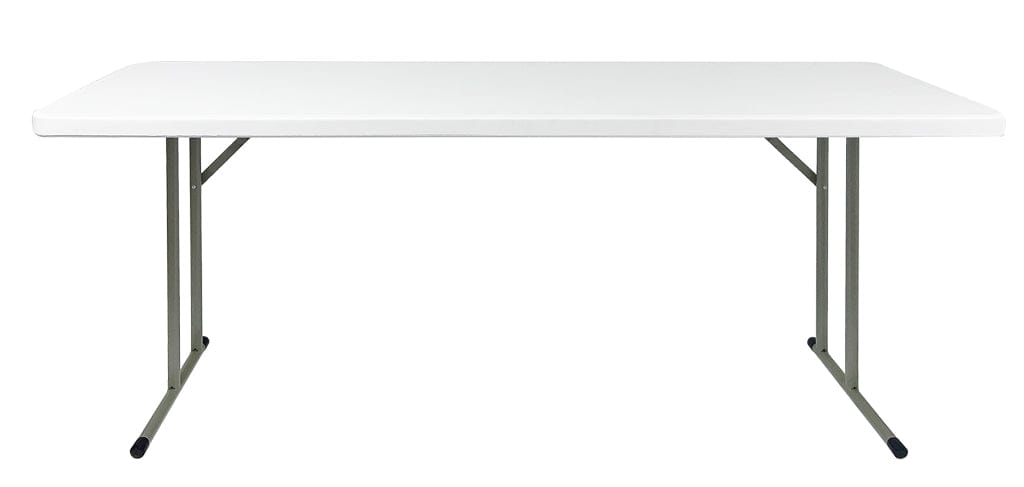 Chivari 96" x 18" (8 Foot) White Rectangle Plastic Table TPLSRT9618-LF-T