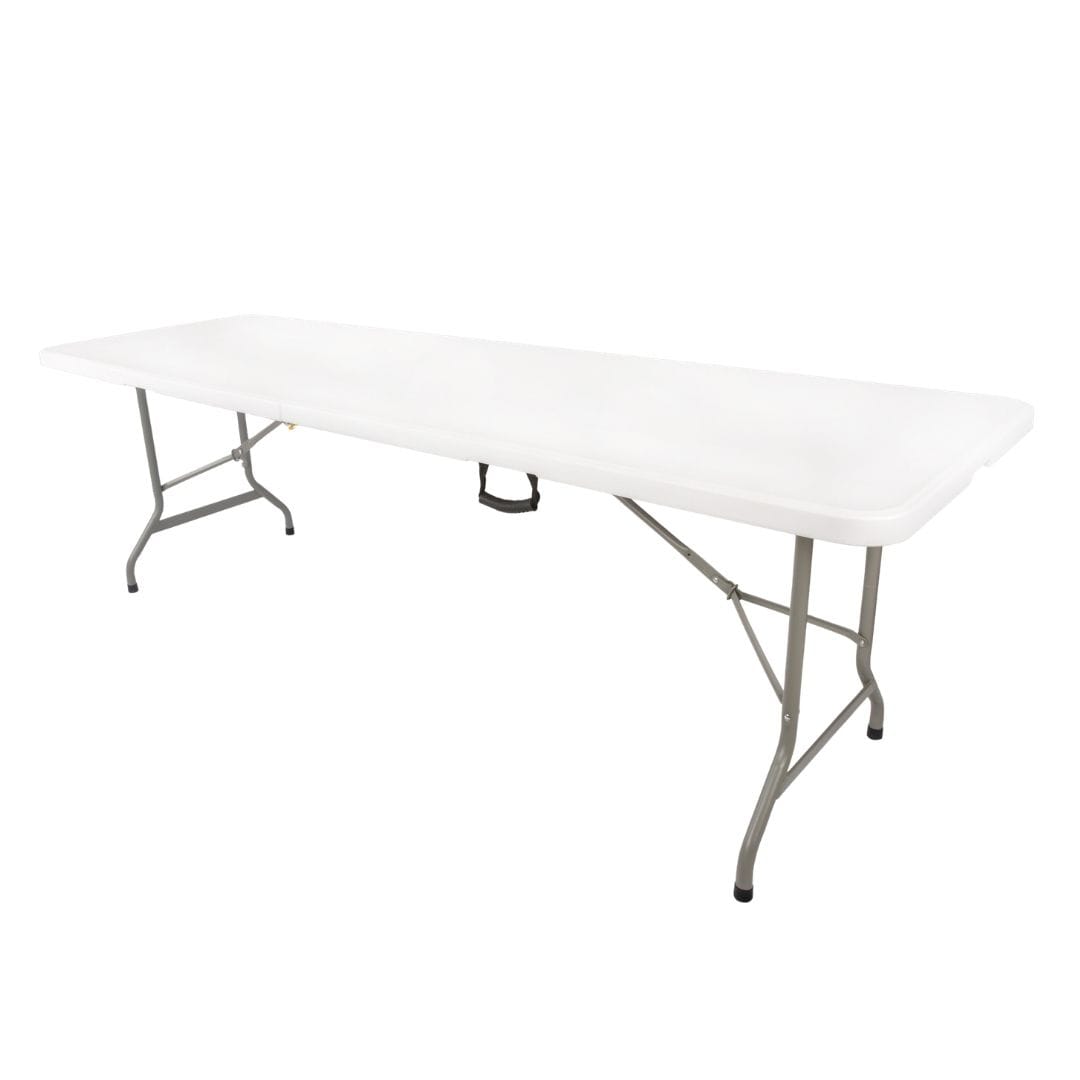 Chivari 96" x 30" (8 Foot) Rectangle Heavy Duty Fold-In-Half Plastic Table TPLSRT9630-BF-LF-T