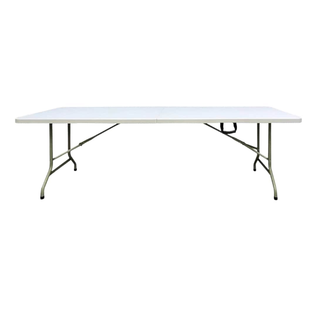 Chivari 96" x 30" (8 Foot) Rectangle Heavy Duty Fold-In-Half Plastic Table TPLSRT9630-BF-LF-T