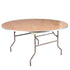 Chivari 60" (5 Foot) Round Heavy Duty Metal Edge Plywood Folding Banquet Table with Warm Gray Legs TPLYRD60MG-AX-T