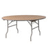 Chivari 60" (5 Foot) Round Heavy Duty Vinyl Edge Plywood Folding Banquet Table with Warm Gray Legs TPLYRD60VG-AX-T