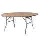 Chivari 60" (5 Foot) Round Heavy Duty Vinyl Edge Plywood Folding Banquet Table with Warm Gray Legs TPLYRD60VG-AX-T