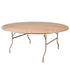 Chivari 72" (6 Foot) Round Heavy Duty Vinyl Edge Plywood Folding Banquet Table with Warm Gray Legs TPLYRD72VG-AX-T
