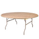 Chivari 72" (6 Foot) Round Heavy Duty Vinyl Edge Plywood Folding Banquet Table with Warm Gray Legs TPLYRD72VG-AX-T