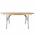 Chivari 72" (6 Foot) Round Heavy Duty Vinyl Edge Plywood Folding Banquet Table with Warm Gray Legs TPLYRD72VG-AX-T