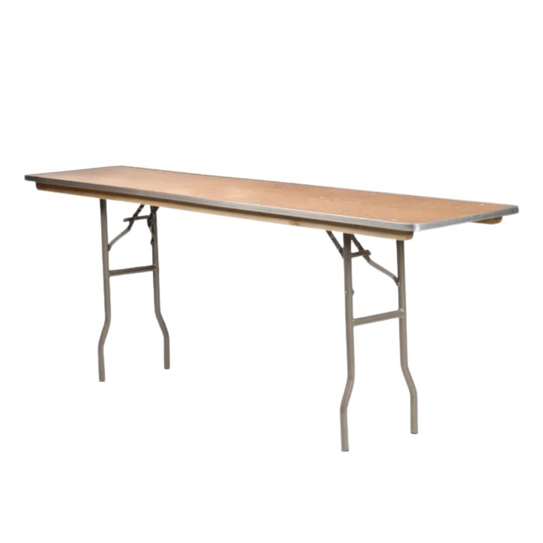 Chivari 72" x 18" (6 Foot) Rectangle Heavy Duty Plywood Folding Seminar Table with Metal Edge TPLYRT7218MG-AX-T
