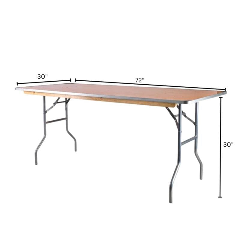 Chivari 72" x 30" (6 Foot) Rectangle Heavy Duty Plywood Folding Table TPLYRT7230M-AX-T