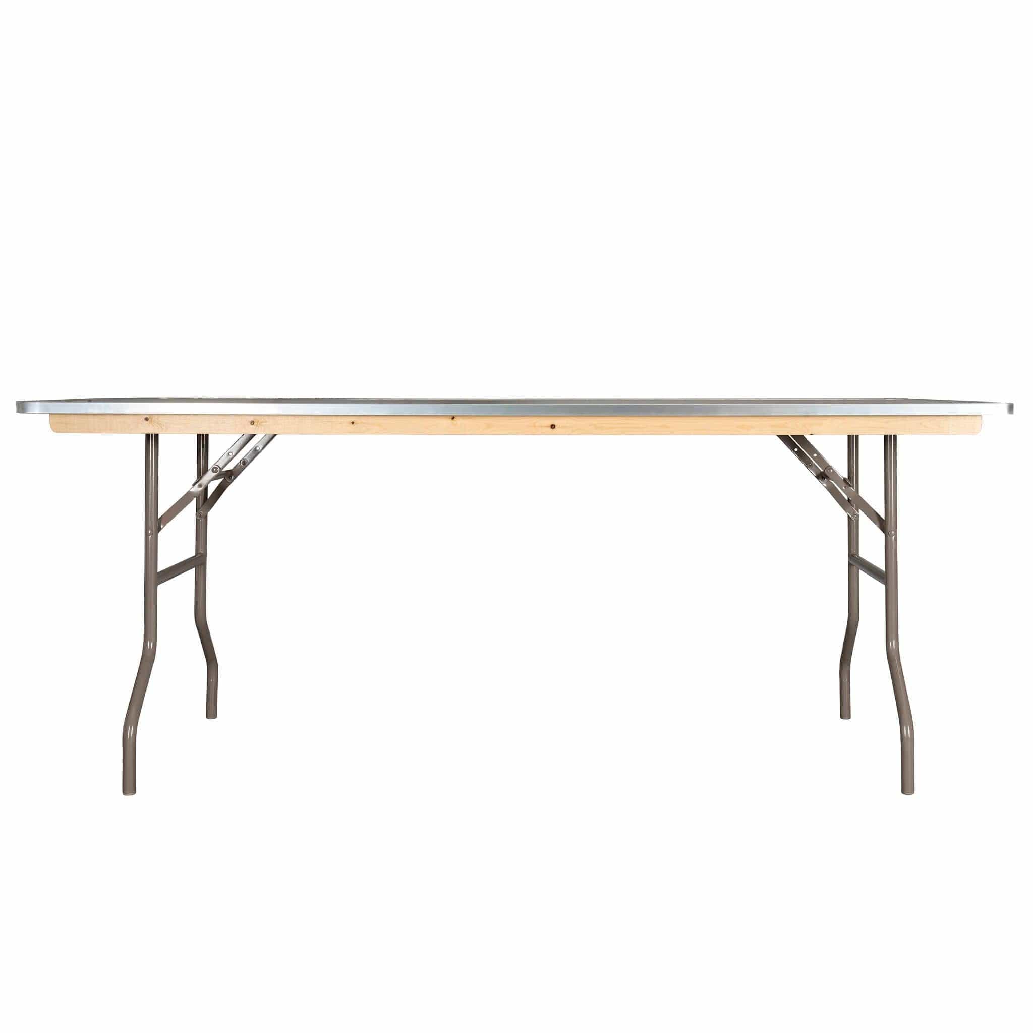 Chivari 72" x 36" (6 Foot) Rectangle Plywood Folding Table with Metal Edge TPLYRT7236MG-AX-T