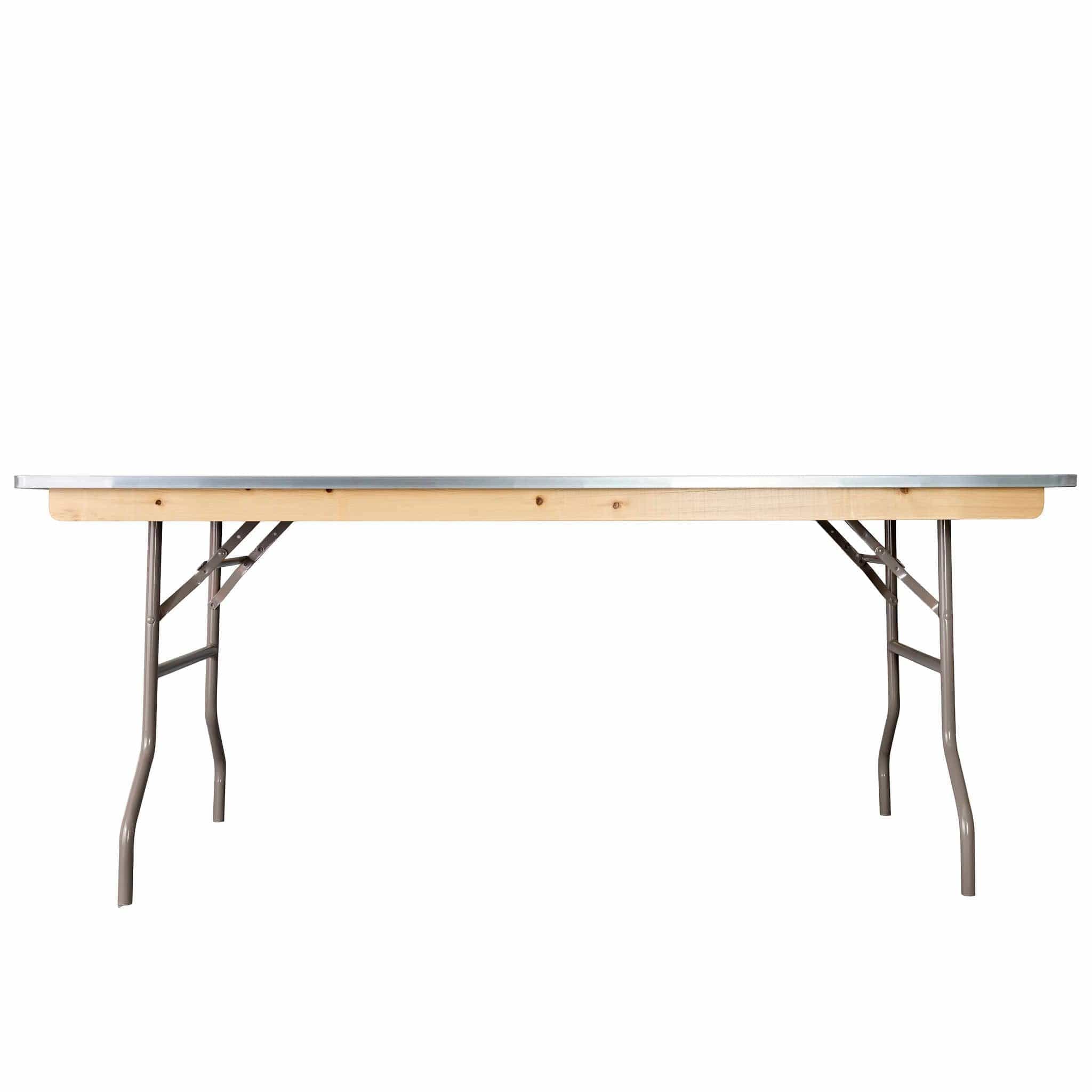 Chivari 72" x 42" (6 Foot) Rectangle Plywood Folding Table with Metal Edge TPLYRT7242MG-AX-T