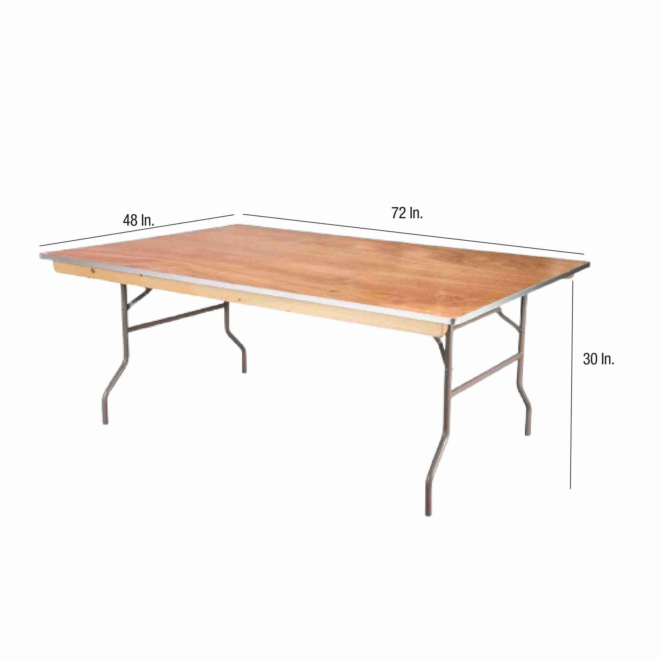 Chivari 72" x 48" (6 Foot) Rectangle Plywood Folding Table with Metal Edge TPLYRT7248MG-AX-T