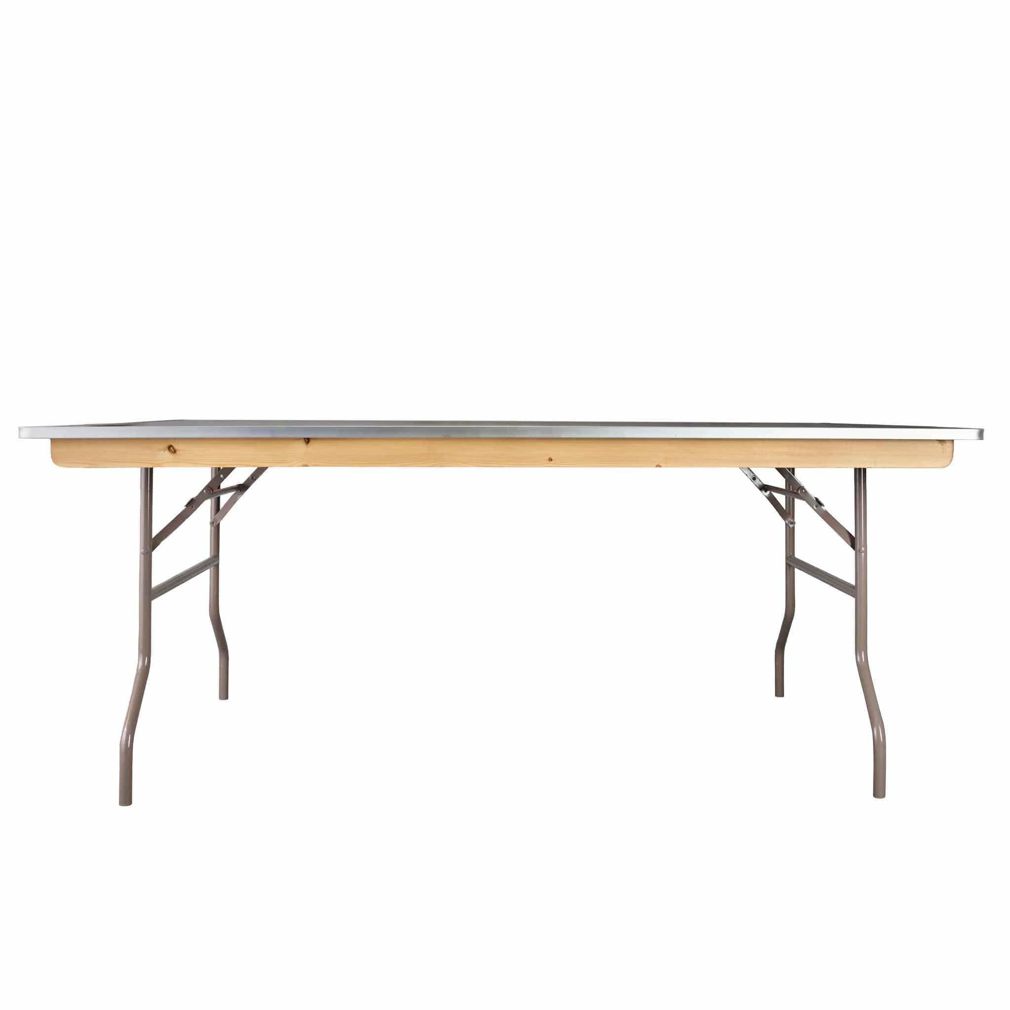 Chivari 72" x 48" (6 Foot) Rectangle Plywood Folding Table with Metal Edge TPLYRT7248MG-AX-T