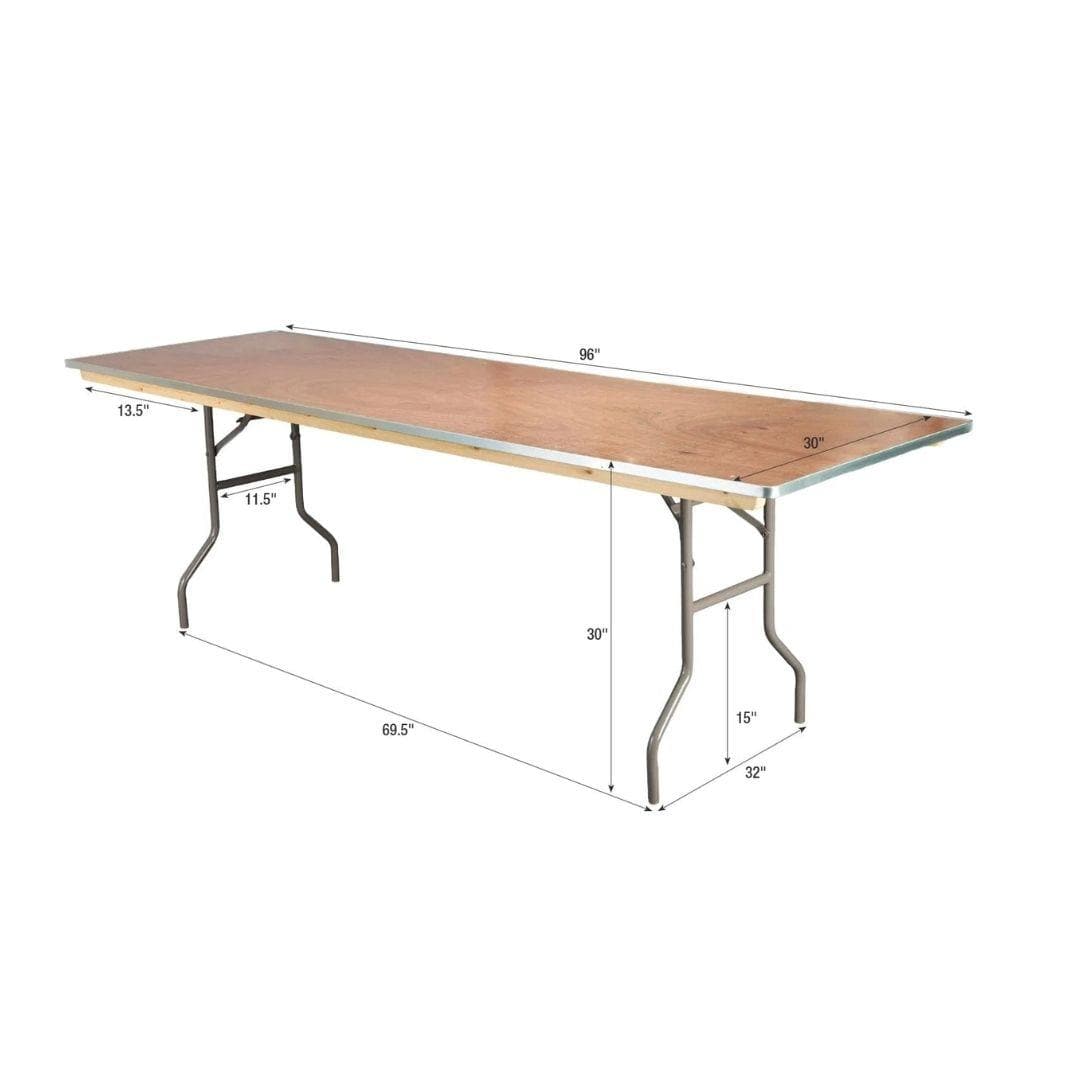 Chivari 96" x 30" (8 Foot) Rectangle Plywood Folding Table TPLYRT9630VG-AX-T