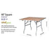 Chivari Natural Square 48" x 48" (4') Heavy Duty Plywood Folding Table with Warm Gray Legs TPLYSQ48MG-AX-T