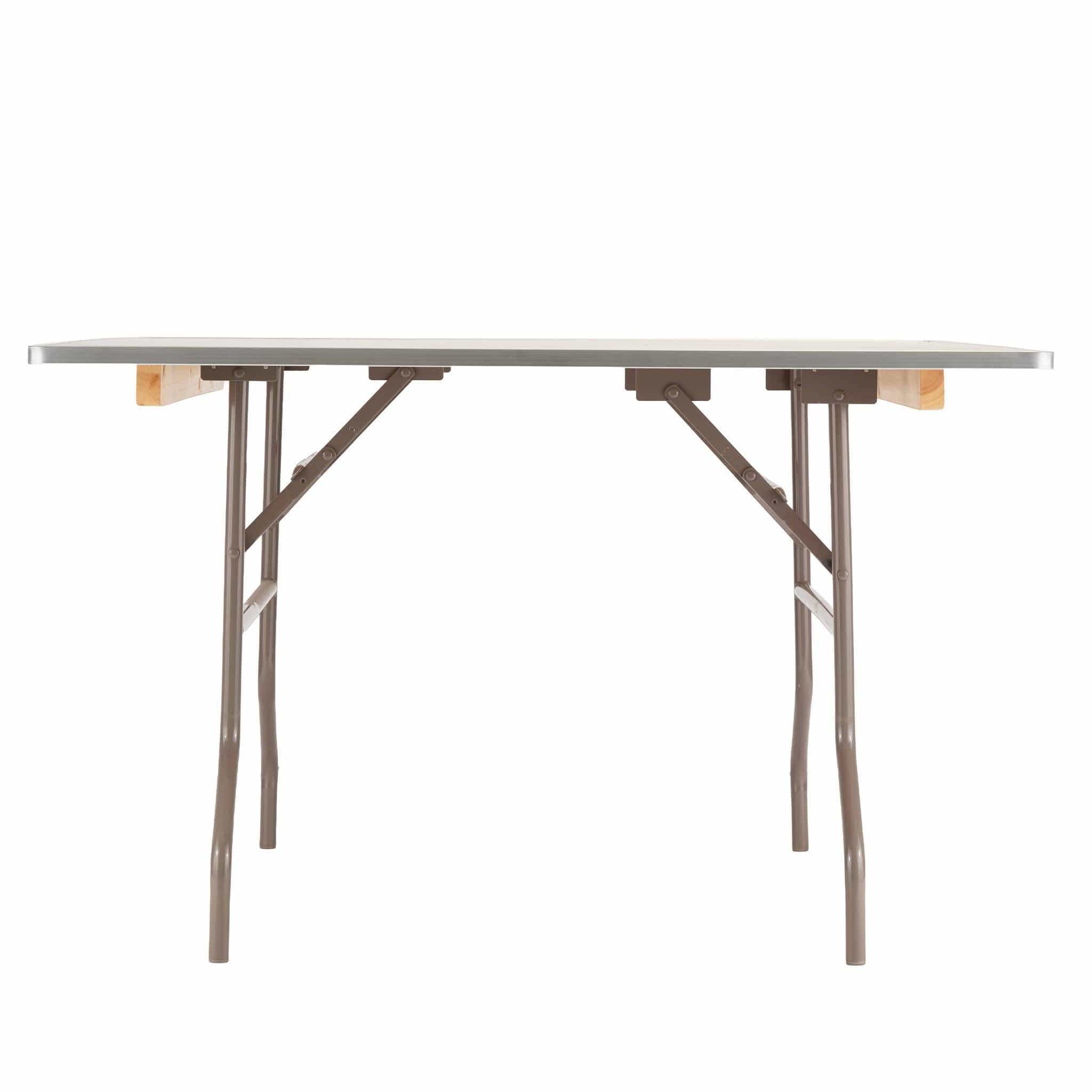 Chivari Natural Square 48" x 48" (4') Heavy Duty Plywood Folding Table with Warm Gray Legs TPLYSQ48MG-AX-T