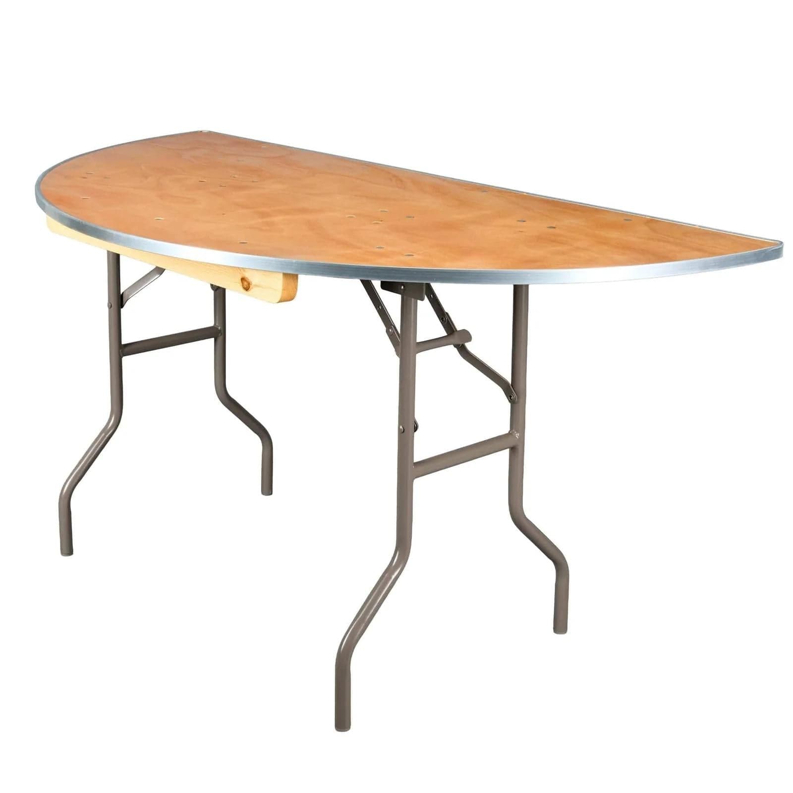 Chivari One Square 60" Plywood Table with 2 Half Round 60" Tables Metal Edge TPLYSQ60RD60MG-KIT-AX