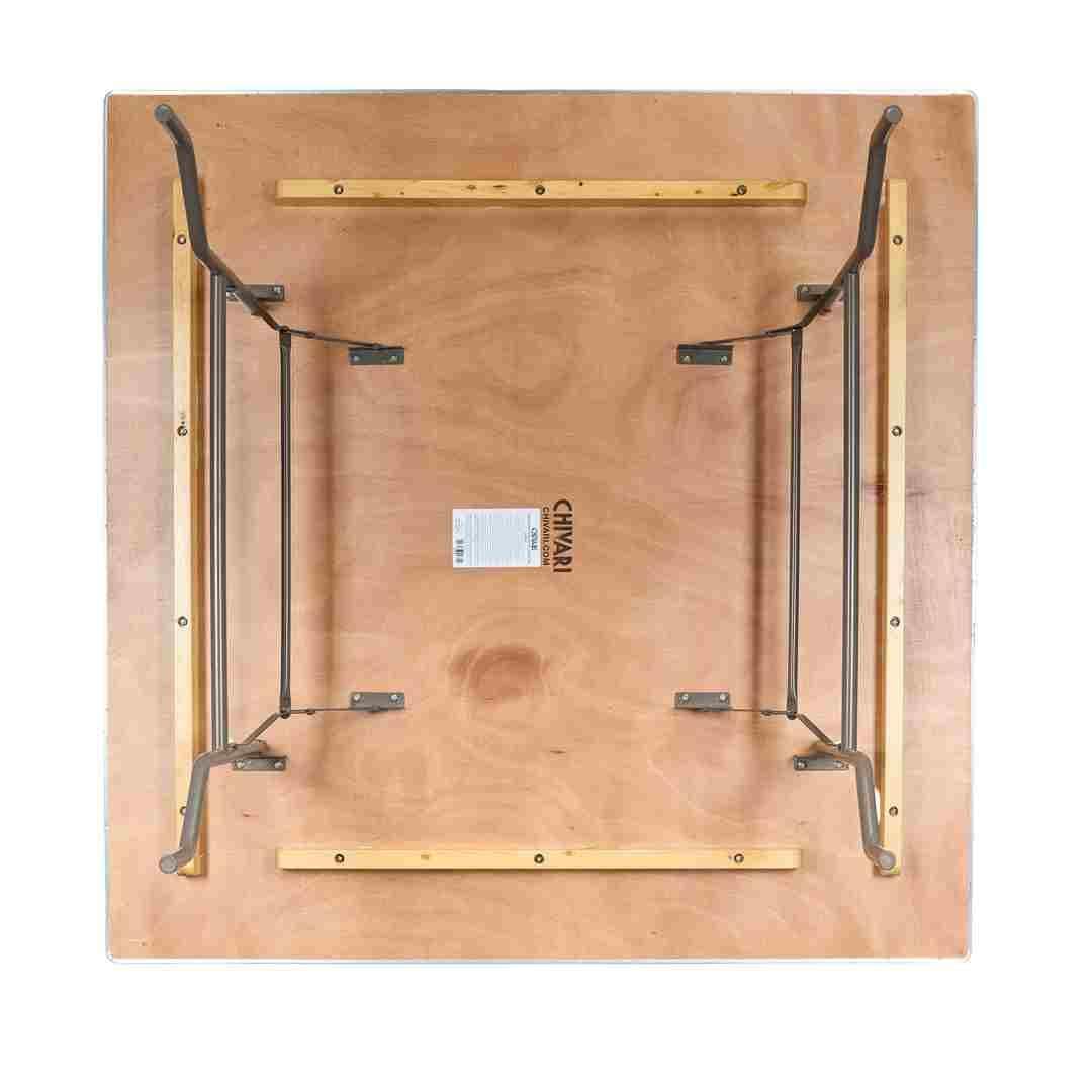 Chivari One Square 60" Plywood Table with 2 Half Round 60" Tables Metal Edge TPLYSQ60RD60MG-KIT-AX