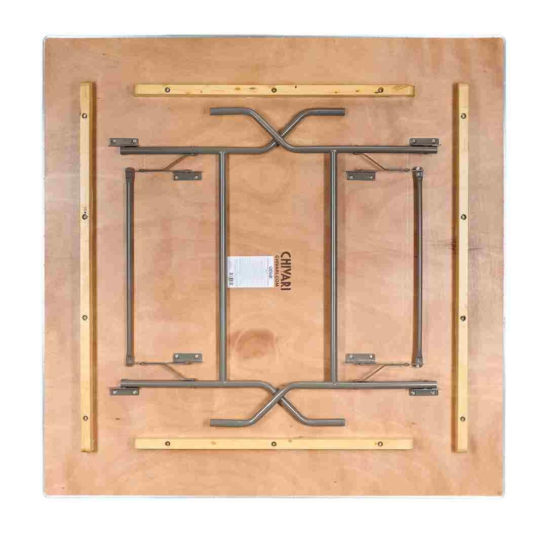 Chivari One Square 60" Plywood Table with 2 Half Round 60" Tables Metal Edge TPLYSQ60RD60MG-KIT-AX