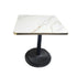Chivari 30" x 30" Square Marble Top Restaurant Table with Black Convex Round Base TRTSQ30MB-1-KT1