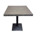 Chivari 30" x 30" Square Fruitwood Melamine Top Restaurant Table with Black Sloped Square Base TRTSQ30ML-FR-KT4