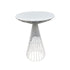 White Wire Cocktail Table with 32“ Round White Top and Sturdy White Iron Base