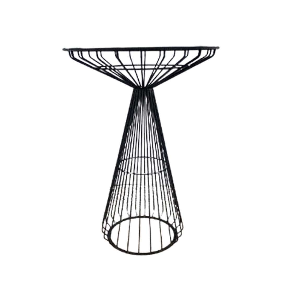 Black Wire Cocktail Table with 32” Round Black Top and Durable Black Iron Base