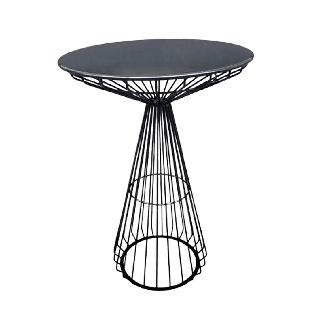 Black Wire Cocktail Table with 32” Round Black Top and Durable Black Iron Base