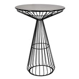 Black Wire Cocktail Table with 32” Round Black Top and Durable Black Steel Base