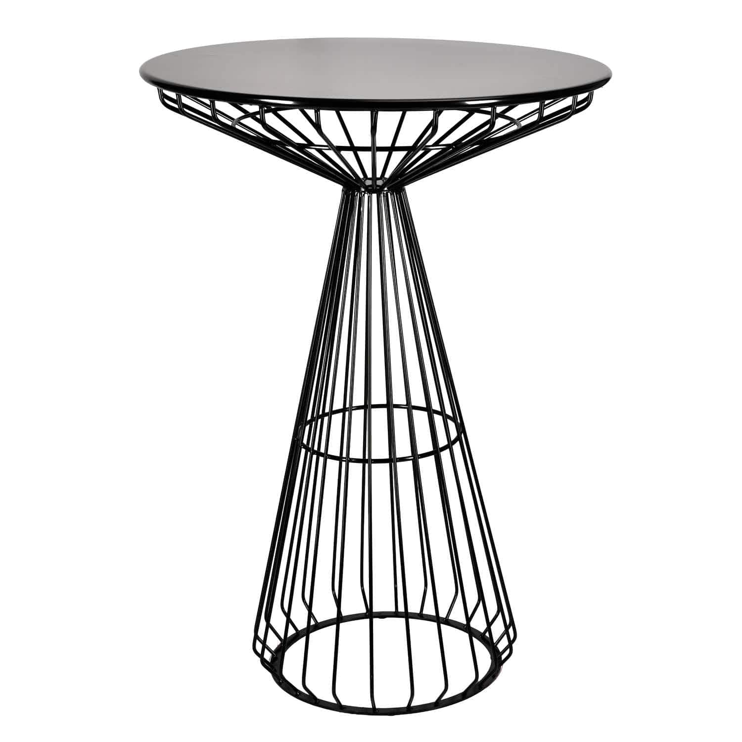 Chivari Black Wire Cocktail Table with 32” Round Black Top and Durable Black Steel Base TWR32BLK-BLK-KT