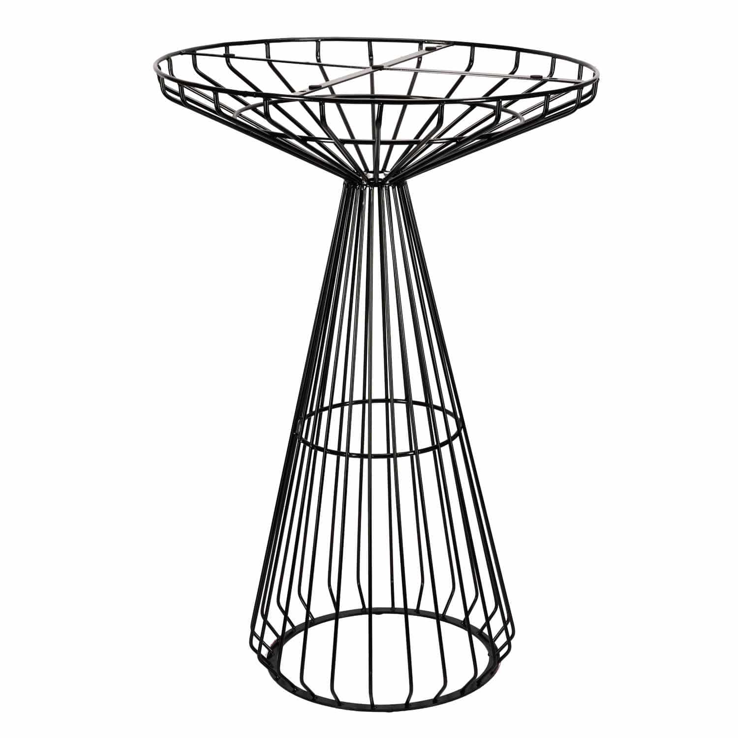 Chivari Black Wire Cocktail Table with 32” Round Black Top and Durable Black Steel Base TWR32BLK-BLK-KT