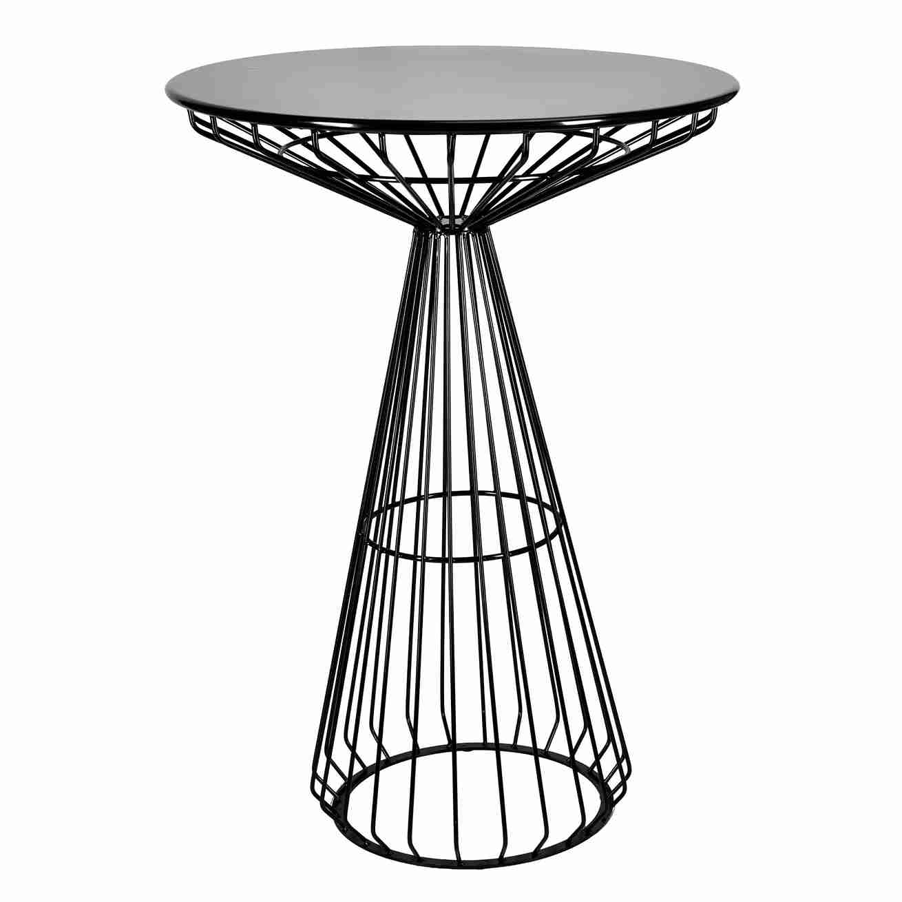 Chivari Black Wire Cocktail Table with 32” Round Black Top and Durable Black Steel Base TWR32BLK-BLK-KT