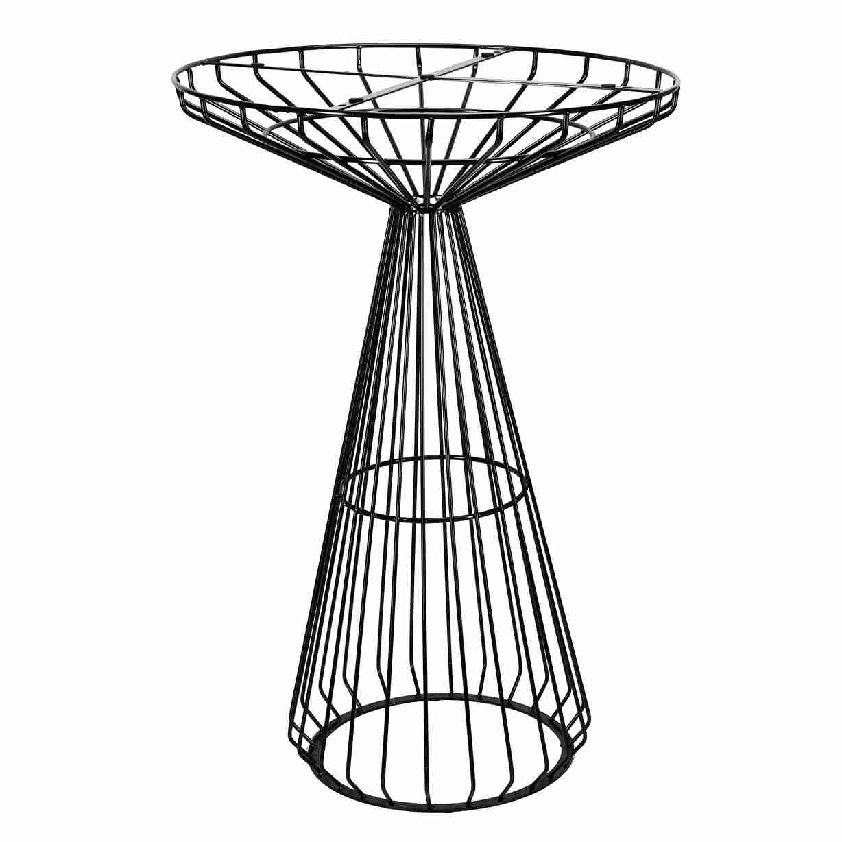 Chivari Black Wire Cocktail Table with 32” Round Black Top and Durable Black Steel Base TWR32BLK-BLK-KT