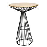 Black Wire Cocktail Table with 32" Round Gold Top and Sleek Black Steel Base