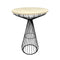 Black Wire Cocktail Table with 32" Natural Oak Top and Durable Black Iron Base